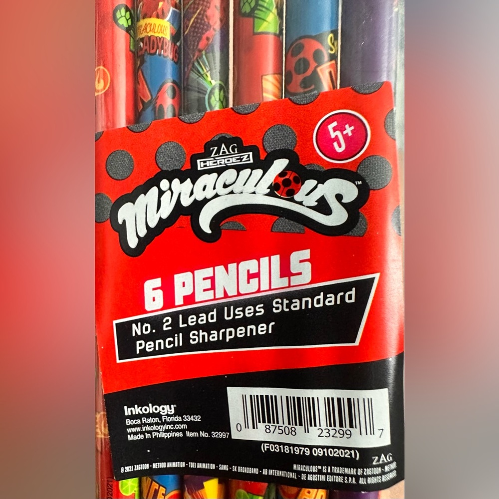 ZAG HEROEZ Miraculous 6ct Pencil Packs 4 Packs Total, 24 Pencils Total NWT
